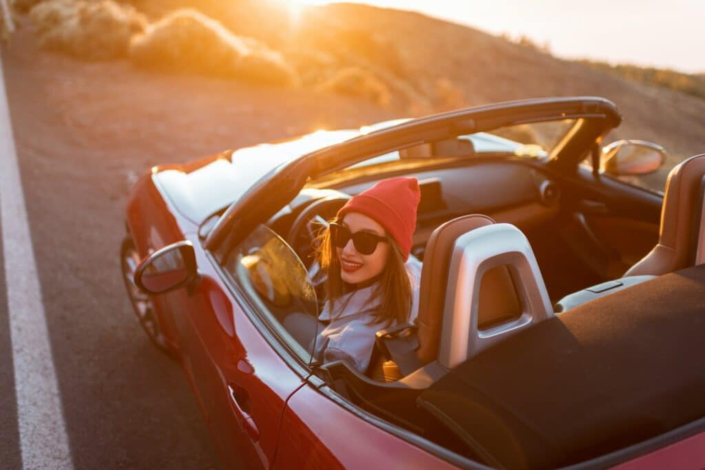 woman driving a car