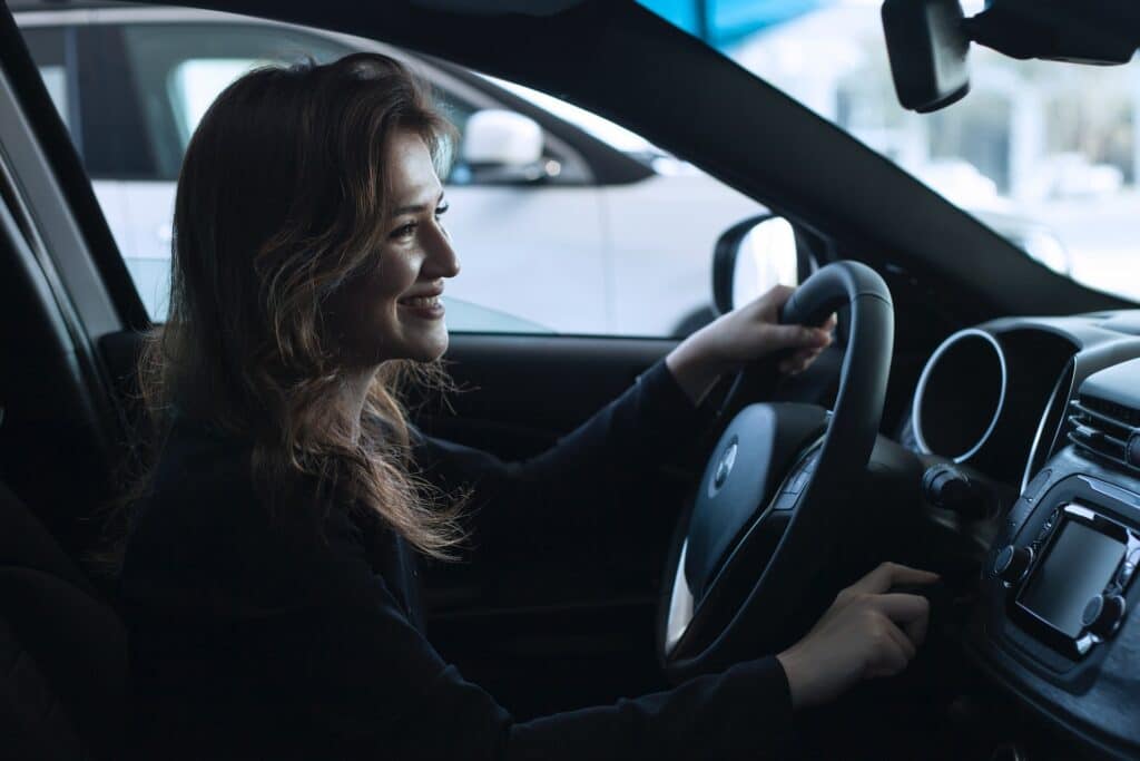 woman driving a car